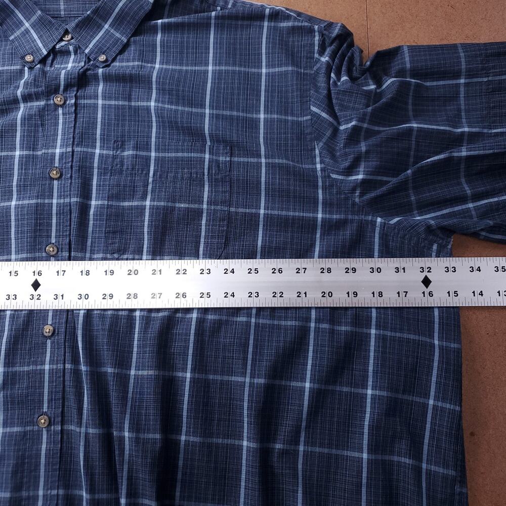 HB Button Up Shirt Men 4XLT Blue Plaid Short Sleeve Casual Grunge Contemporary - Picture 6 of 10